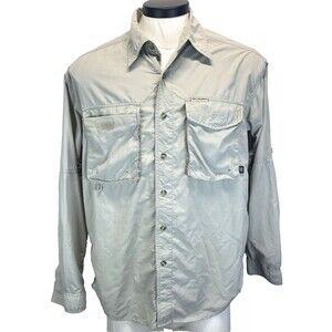 Columbia GRT Sportswear Men's Shirt Khaki Size M Roll Tab Long Sleeve Mess Lined